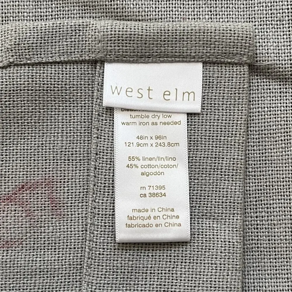 2 West Elm Gray Linen Blend Grommet Curtain Panels 48x96in